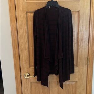 Women's Striped - Burgundy & Black Open Front Sweater Cardigan - Small
